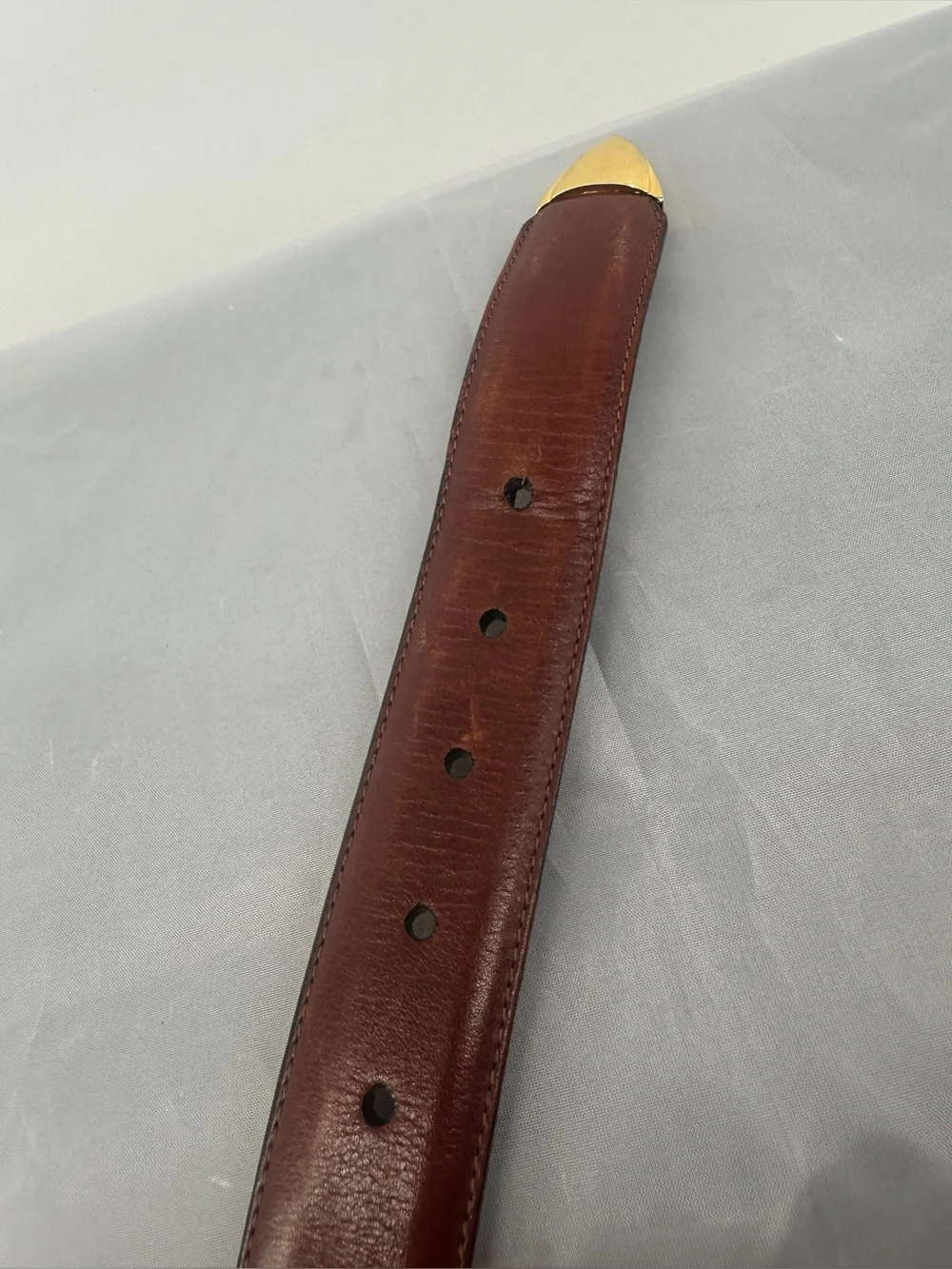Neiman Marcus brown leather and gold hardware western belt